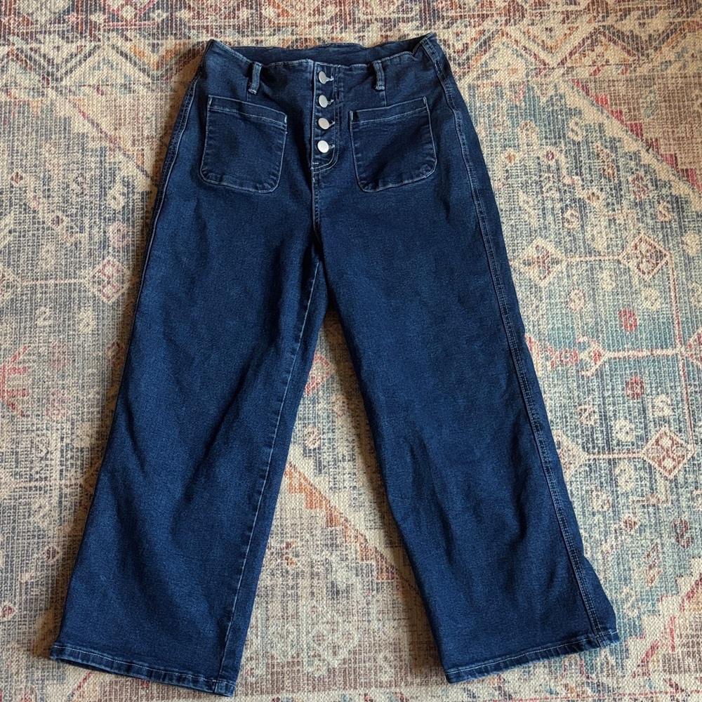 Dark Blue Wide-Leg Jeans